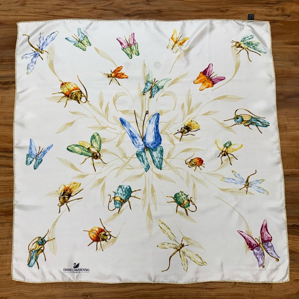 Daniel Swarovski “Garden Insects” Silk Scarf